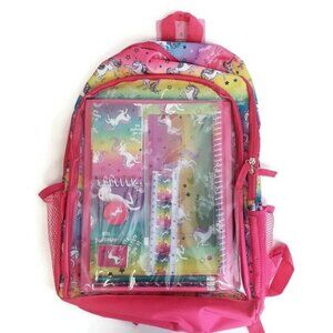 Alex & Jack 12 Piece Value Set Girls Unicorn 17" Backpack Pink